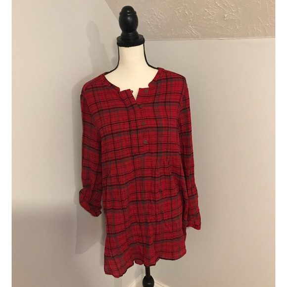 Anthropologie Holding Horses Women's Half Penny Red Plaid Tunic - Size Medium - Picture 2 of 11